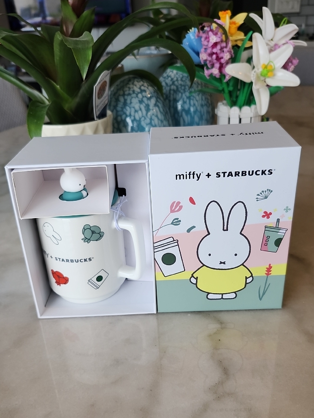 Starbucks x Miffy Coffee Mug White Bunny Stir Stick